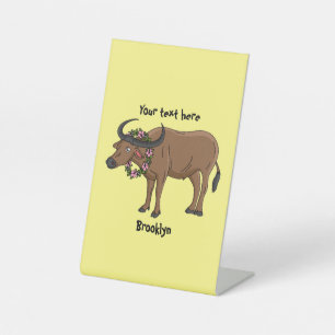 Signe De Table Water buffalo with flowers