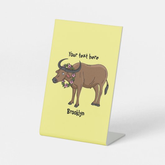 Signe De Table Water buffalo with flowers (Recto)