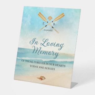 Signe De Table Watercolor Beach Oars Mariage En Mémoire Amoureuse
