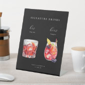 Signe De Table Watercolor Cocktails Wedding Signature Drinks (In SItu)