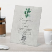 Signe De Table Watercolor Green Cactus Mariage Honeymoon Fund (In SItu)