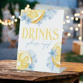 Signe De Table Watercolor Lemon Standing Drinks Pedestal Sign