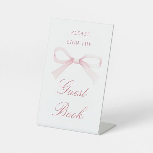 Signe De Table Watercolor Pink Bow Guest Book (Recto)