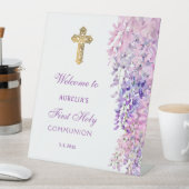 Signe De Table Watercolor Wisteria First Communion Welcome (In SItu)