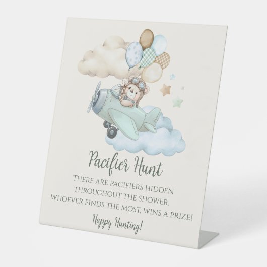 Signe De Table We Can Bearly Wait Baby Shower Pacifier Hunt Game (Recto)