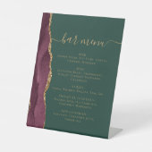 Signe De Table Wedding Bar Menu Burgundy Gold Agate Green (Recto)