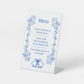 Signe De Table Wedding Menu Pedestal Sign Blue Sapphire Bells  (Recto)