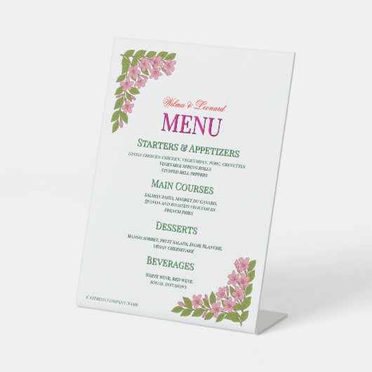 Signe De Table Wedding party custom menu (Recto)