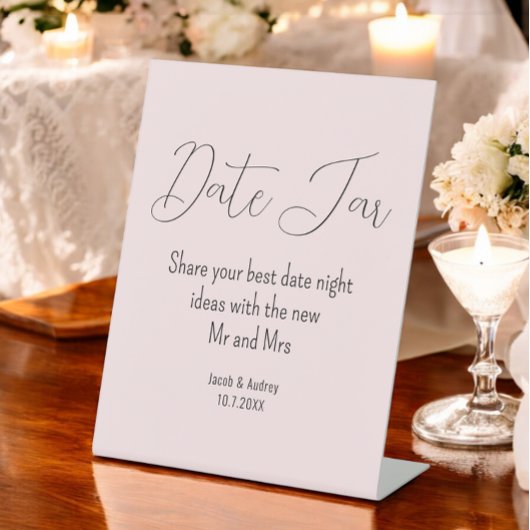 Signe De Table Wedding shower Jar de date rose vierge