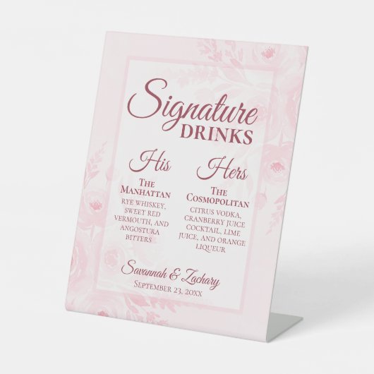Signe De Table Wedding Signature Drinks Blush Pink Boho Peonies (Recto)