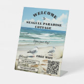 Signe De Table Welcome Beach House WiFi QR Code Entreprise (Recto)