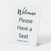 Signe De Table Welcome Please Have a Seat Business Name White (Recto)