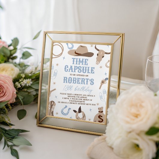 Signe De Table Western 1st Birthday Time Capsule Sign