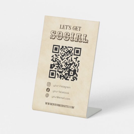 Signe De Table Western QR code sud me scanner les médias sociaux (Recto)