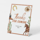 Signe De Table Western Rodeo Boy remercie pour sa venue (Recto)