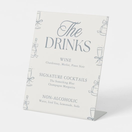 Signe De Table Whimsical Blue Bridal Shower Drink Bar Menu (Recto)