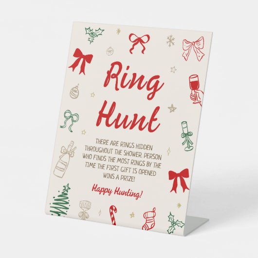 Signe De Table Whimsical Christmas Bridal Shower Ring Hunt Game (Recto)