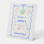 Signe De Table Whimsical Disco couleur d'anniversaire (Recto)