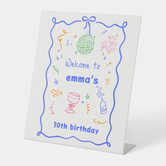 Signe De Table Whimsical Disco couleur d'anniversaire (Recto)