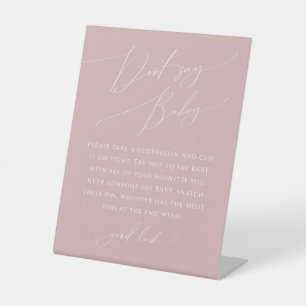 Signe De Table Whimsical Dusty Rose Ne pas dire Baby Game