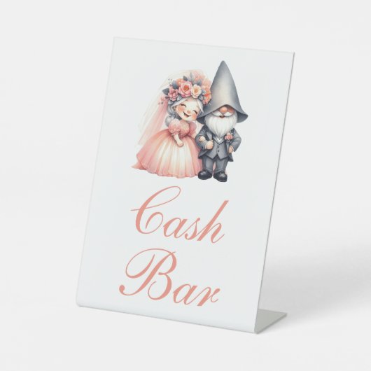 Signe De Table Whimsical Gnome Cash Bar Rustique Mariage Orange (Recto)