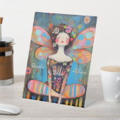 Signe De Table Whimsical Inspirational Fairy Doing Yoga Art (In SItu)