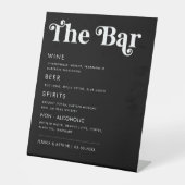 Signe De Table Whimsical les années 70 Retro Script Mariage Bar M (Recto)