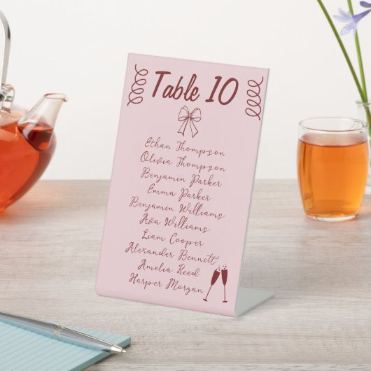 Signe De Table Whimsical Quirky Squiggles Mariage rose (In SItu)