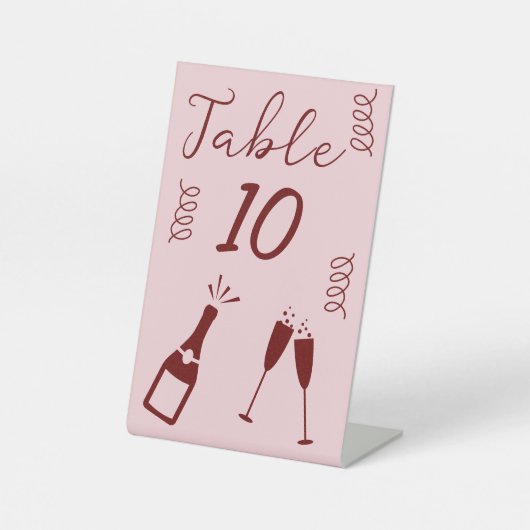 Signe De Table Whimsical Quirky Squiggles Mariage rose (Recto)