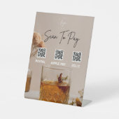 Signe De Table Whiskey | Fleurs Boho | Code QR | Signal de paieme (Recto)