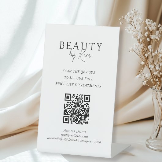 Signe De Table White & Black Minimal Elegant Salon QR-Code