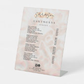 Signe De Table White Opal Tarifs Rose Gold Luxury Elegant (Recto)