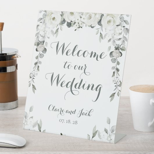 Signe De Table White Peony Silver Green 2 Bienvenue Au Mariage (In SItu)