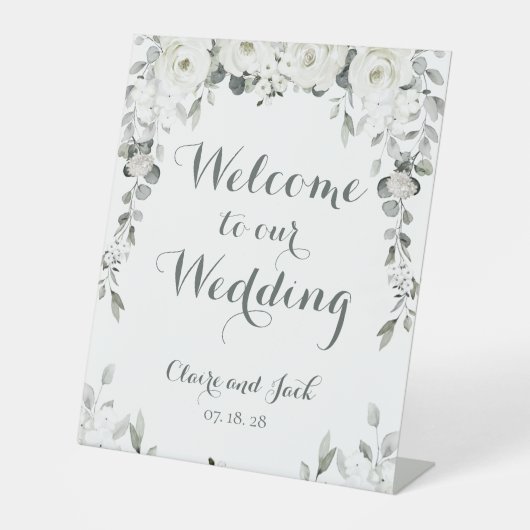 Signe De Table White Peony Silver Green 2 Bienvenue Au Mariage (Recto)