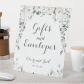 Signe De Table White Peony Silver Greenery 2 Cadeaux & Enveloppes (In SItu)