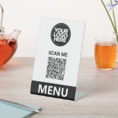 Signe De Table White Qr Code Menu | Logo Contactless Modern (In SItu)