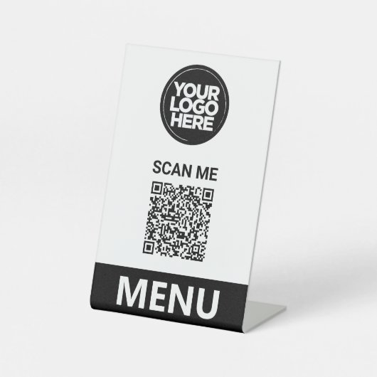 Signe De Table White Qr Code Menu | Logo Contactless Modern (Recto)