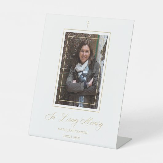 Signe De Table White Traditional & Elegant Golden Photo Funeral (Recto)