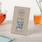 Signe De Table Wi-Fi de code QR | Rustic Kraft Business Logo Inte (In SItu)