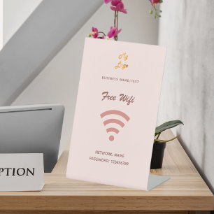 Signe De Table Wifi Internet logo affaires blush rose or
