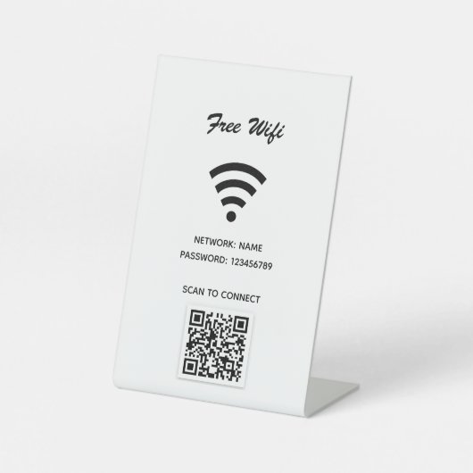 Signe De Table Wifi internet qr code scan pour connecter blanc (Recto)