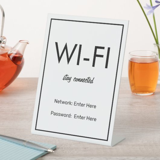 Signe De Table Wifi Network and Password Business Retail (In SItu)
