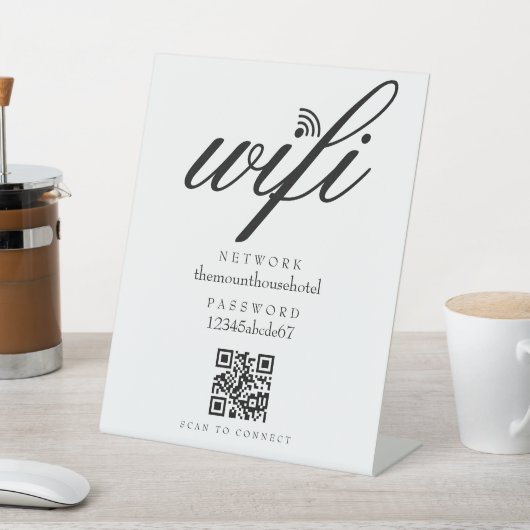 Signe De Table Wifi Network Password QR Code Business Retail (In SItu)