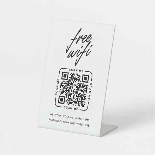 Signe De Table Wifi Network QR Code Black Modern Business (Recto)