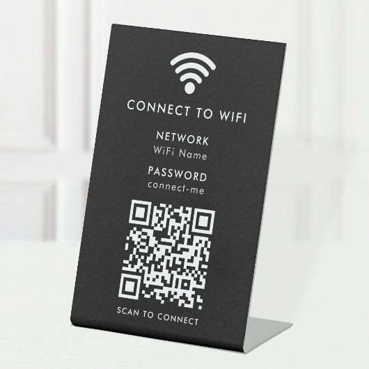 Signe De Table Wifi Network QR Code Scan pour connecter le Noir m