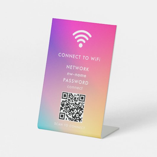 Signe De Table WiFi Network Scan QR Code pour connecter Internet (Recto)