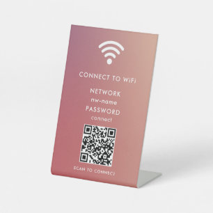 Signe De Table WiFi Network Scan QR Code pour connecter Internet