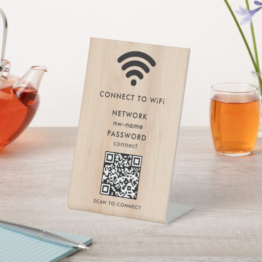 Signe De Table WiFi Network Scan QR Code pour connecter Internet (In SItu)