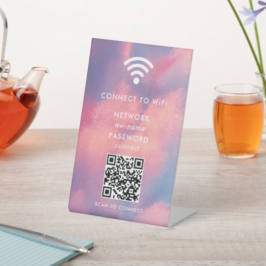 Signe De Table WiFi Network Scan QR Code pour connecter Internet (In SItu)