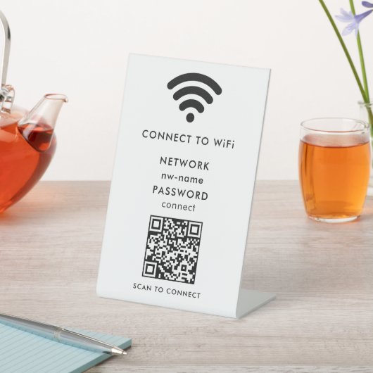 Signe De Table WiFi Network Scan QR Code pour connecter Internet (In SItu)